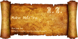 Mahr Nóra névjegykártya